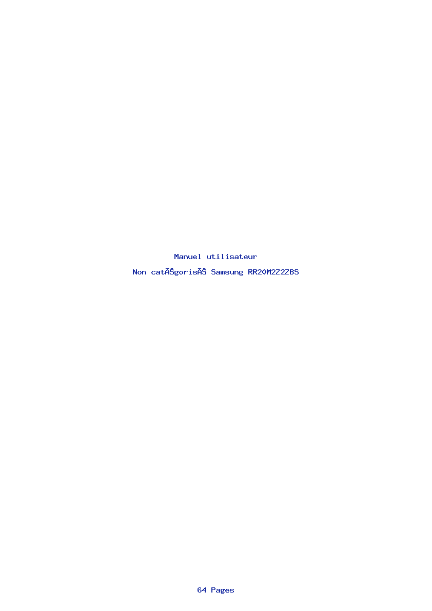 Page 1 de la notice Manuel utilisateur Samsung RR20M2Z2ZBS