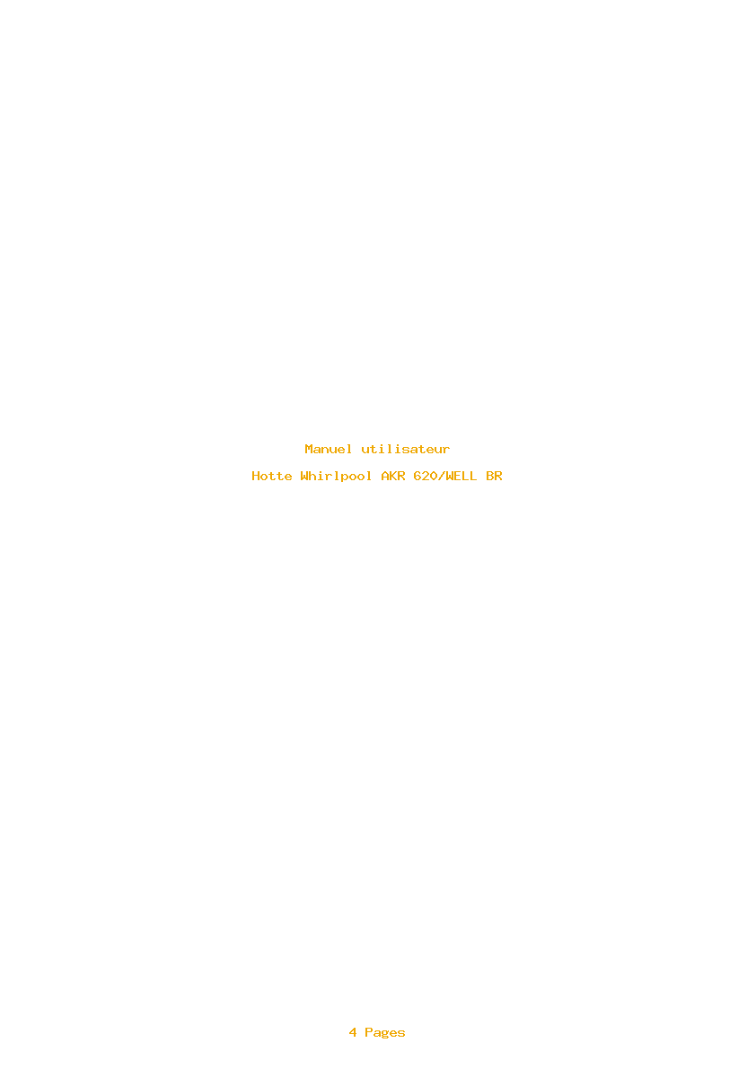 Page 1 de la notice Manuel utilisateur Whirlpool AKR 620/WELL BR
