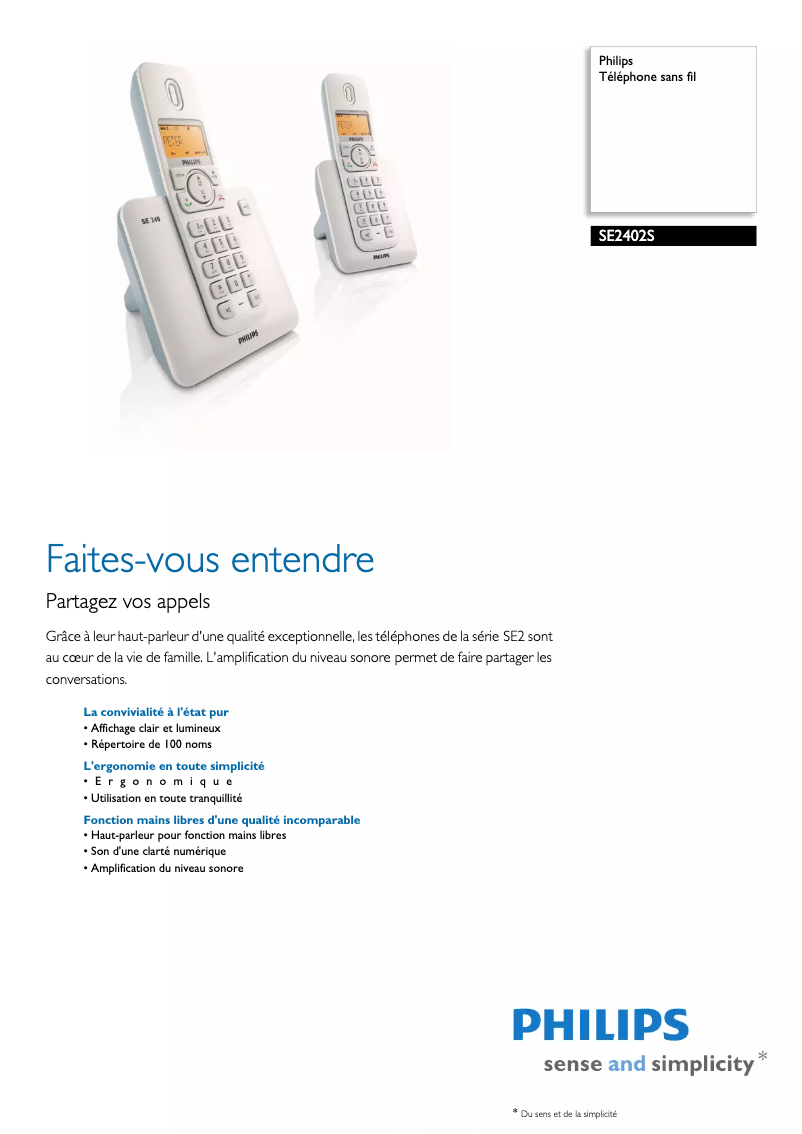 Image de la première page du manuel de l'appareil SE2402S