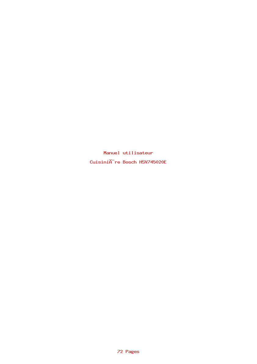 Page 1 de la notice Manuel utilisateur Bosch HSV745020E