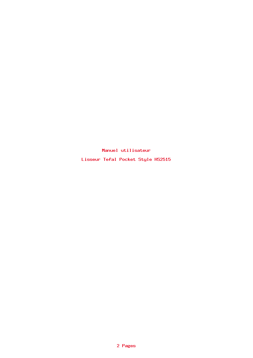 Page 1 de la notice Manuel utilisateur Tefal Pocket Style HS2515