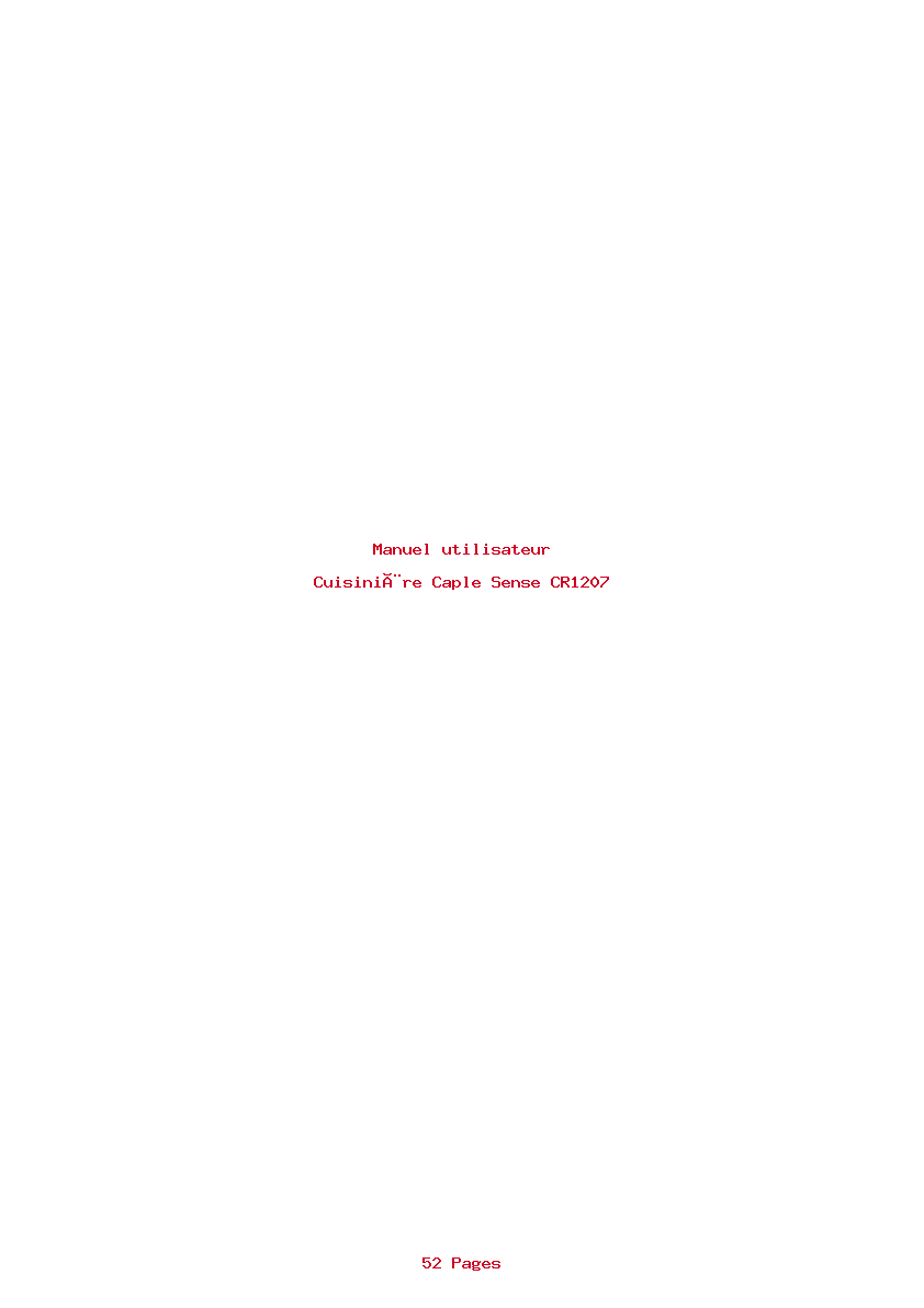 Page 1 de la notice Manuel utilisateur Caple Sense CR1207