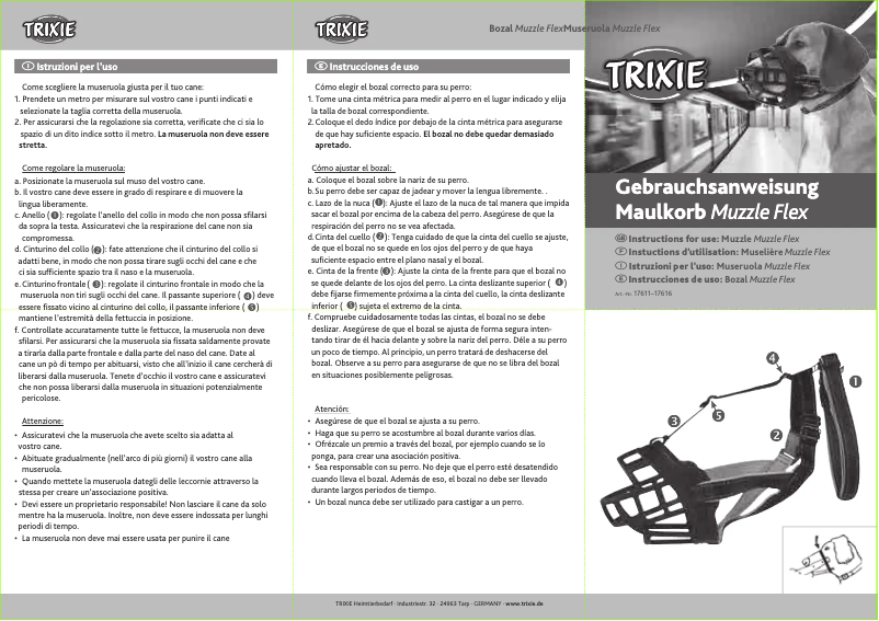 Page 1 de la notice Manuel utilisateur Trixie Muzzle Flex