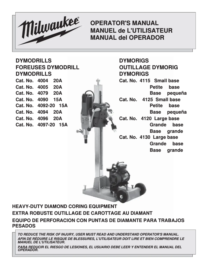 Page 1 de la notice Manuel utilisateur Milwaukee 4096