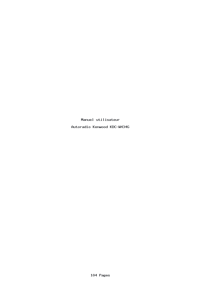 Page 1 de la notice Manuel utilisateur Kenwood KDC-W434G