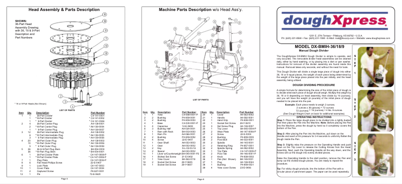 Page 1 of the manual User Manual DoughXpress DX-BMIH-18/9