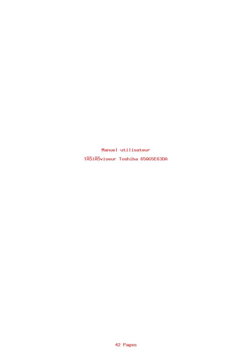 Page 1 de la notice Manuel utilisateur Toshiba 65QG5E63DA