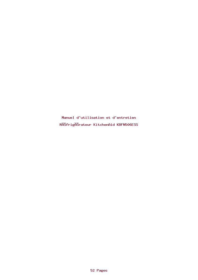 Page 1 de la notice Manuel d'utilisation et d'entretien KitchenAid KBFN506ESS