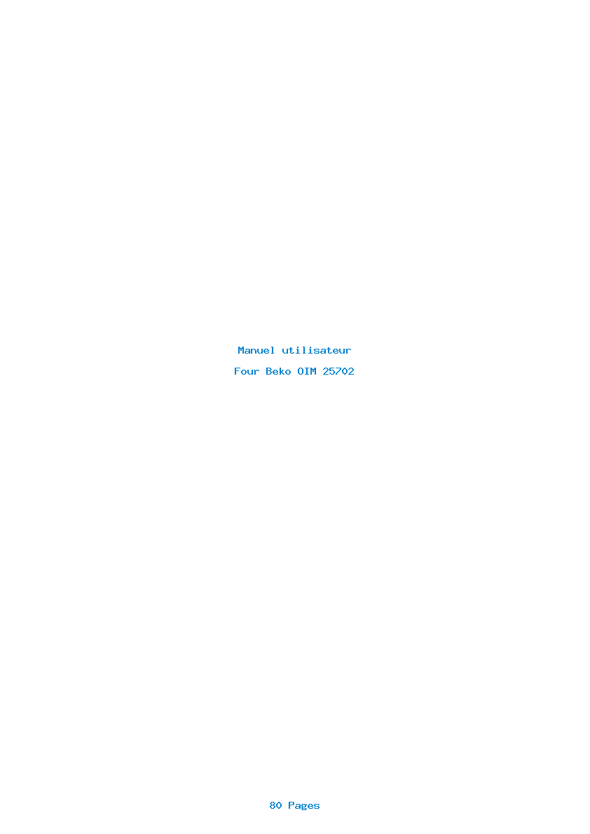Page 1 de la notice Manuel utilisateur Beko OIM 25702