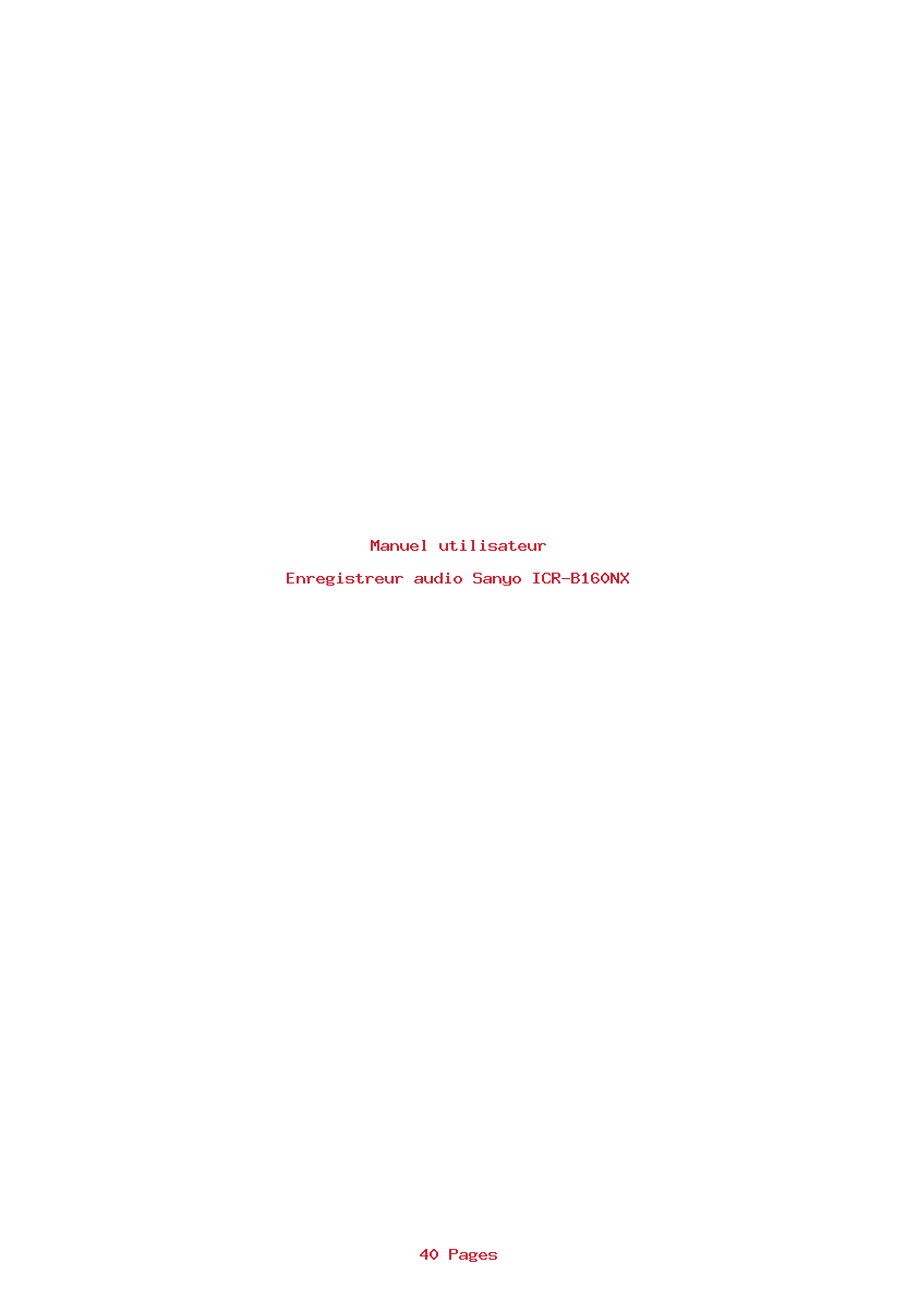 Page 1 de la notice Manuel utilisateur Sanyo ICR-B160NX