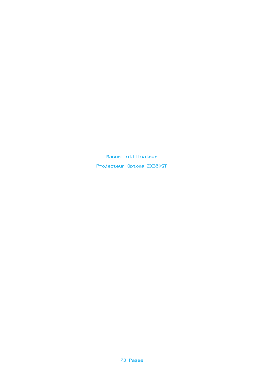 Page 1 de la notice Manuel utilisateur Optoma ZX350ST