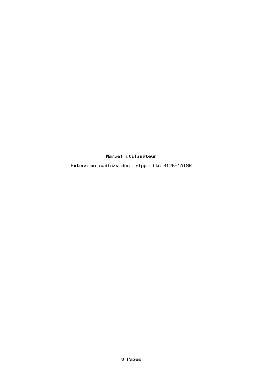Page 1 de la notice Manuel utilisateur Tripp Lite B126-1A1SR