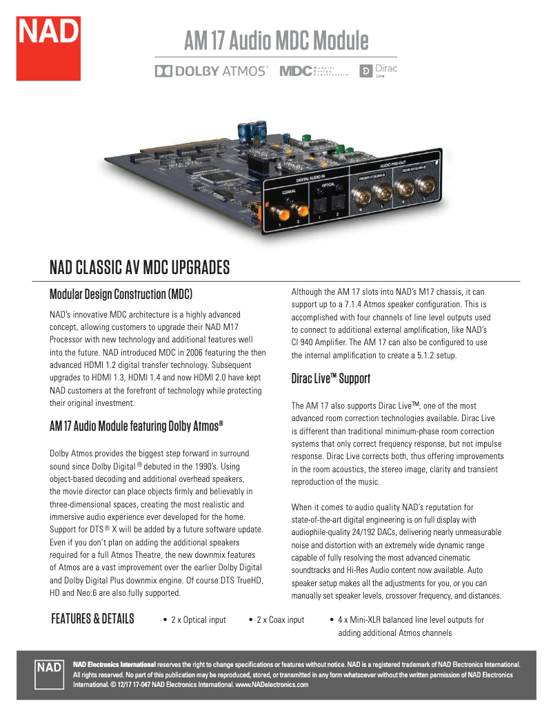Página 1 del manual Manual de instrucciones NAD AM 17