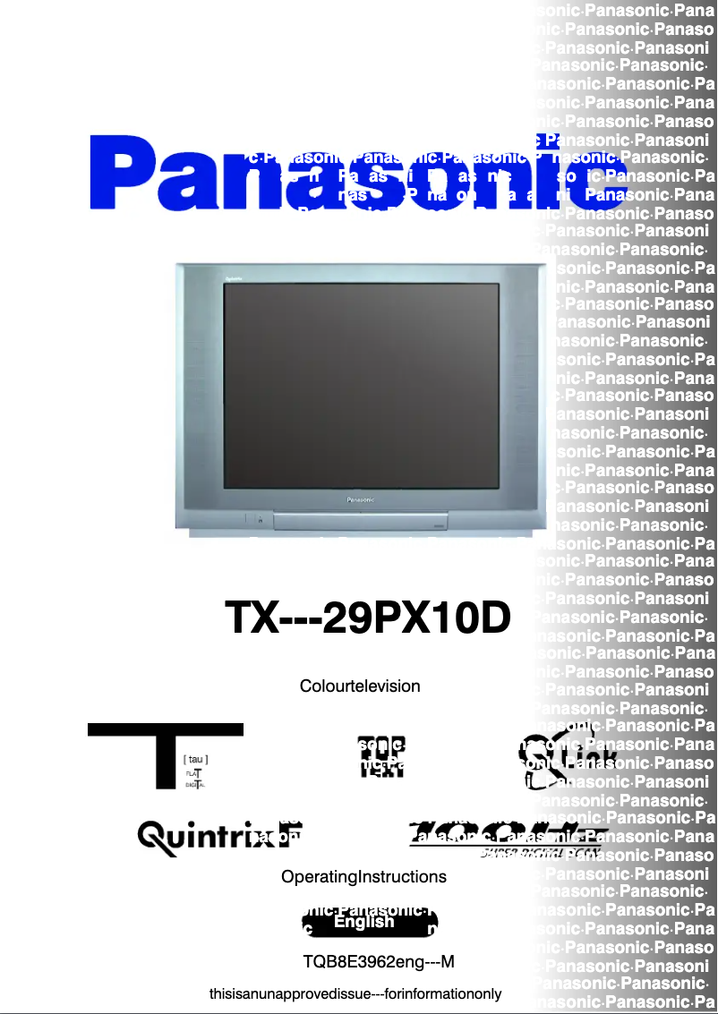 Page 1 of the manual User Manual Panasonic TX-29PX10D