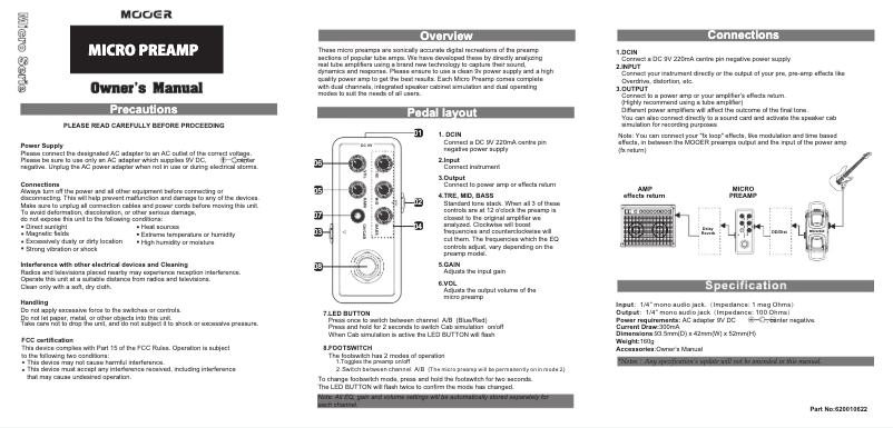 Page 1 de la notice Manuel utilisateur Mooer Cruncher