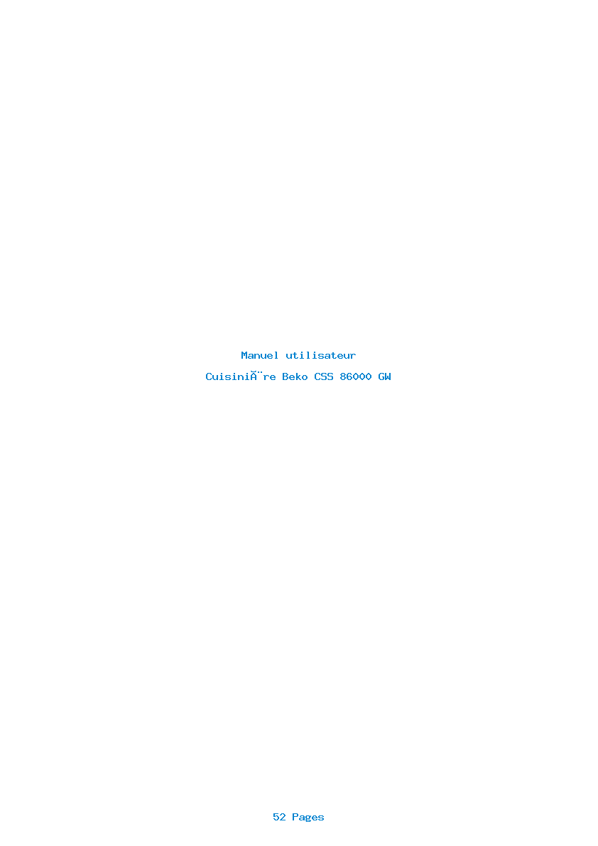 Page 1 de la notice Manuel utilisateur Beko CSS 86000 GW