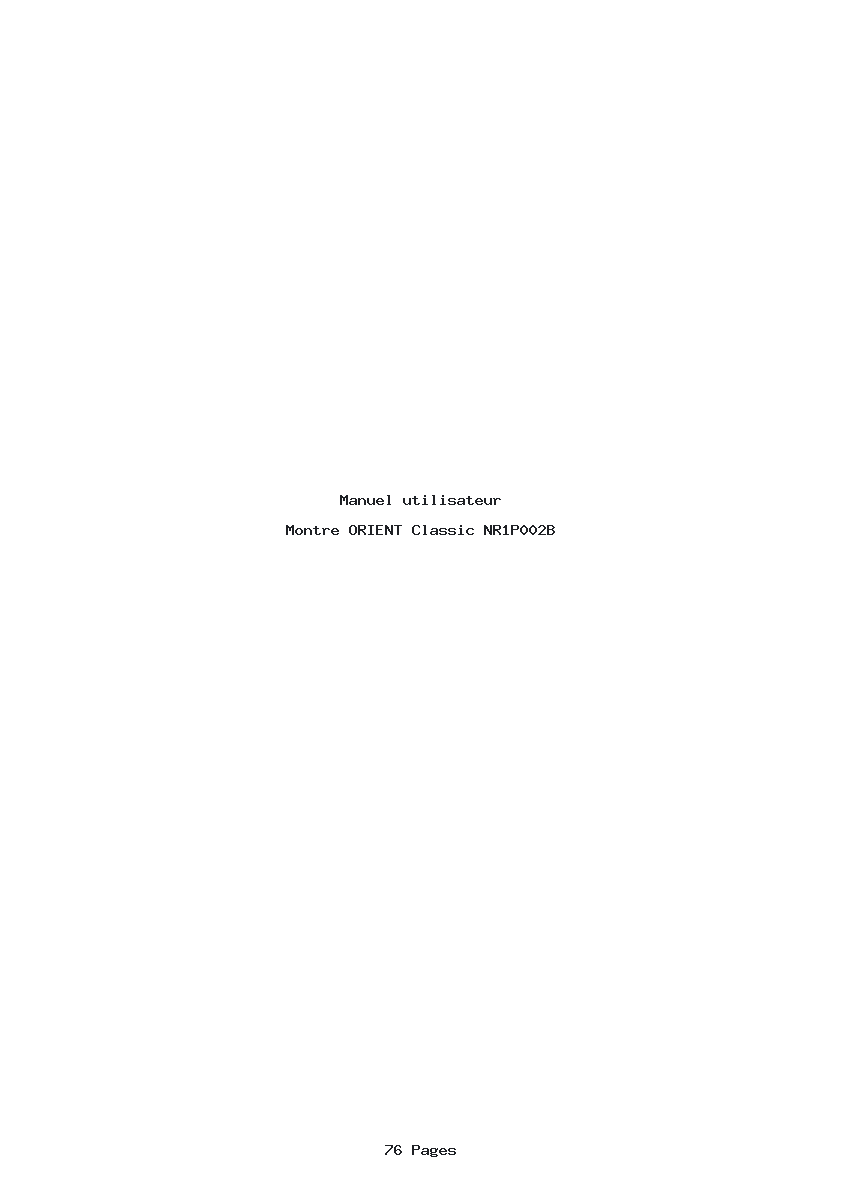 Page 1 de la notice Manuel utilisateur ORIENT Classic NR1P002B