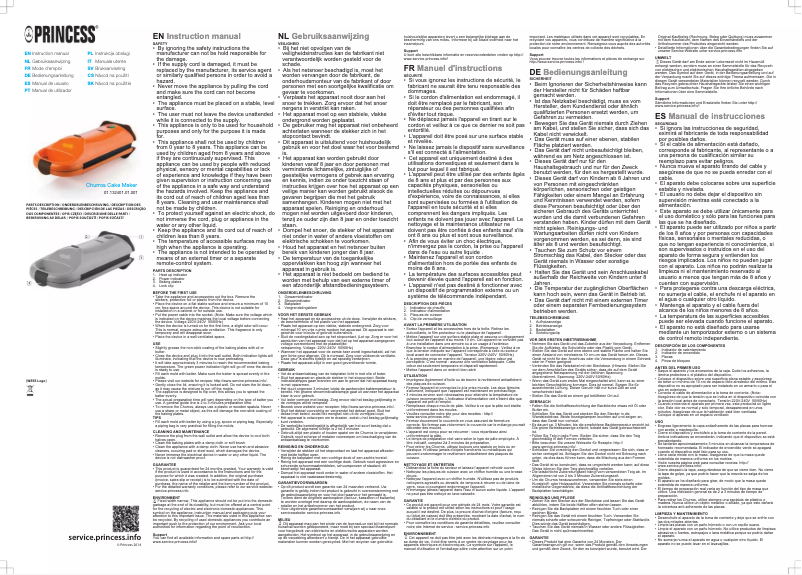 Page 1 of the manual User Manual Princess Churros Cake Maker 132401