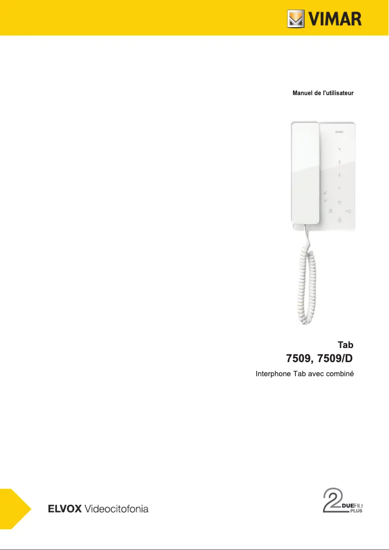 Page 1 de la notice Manuel utilisateur Vimar ELVOX 7509