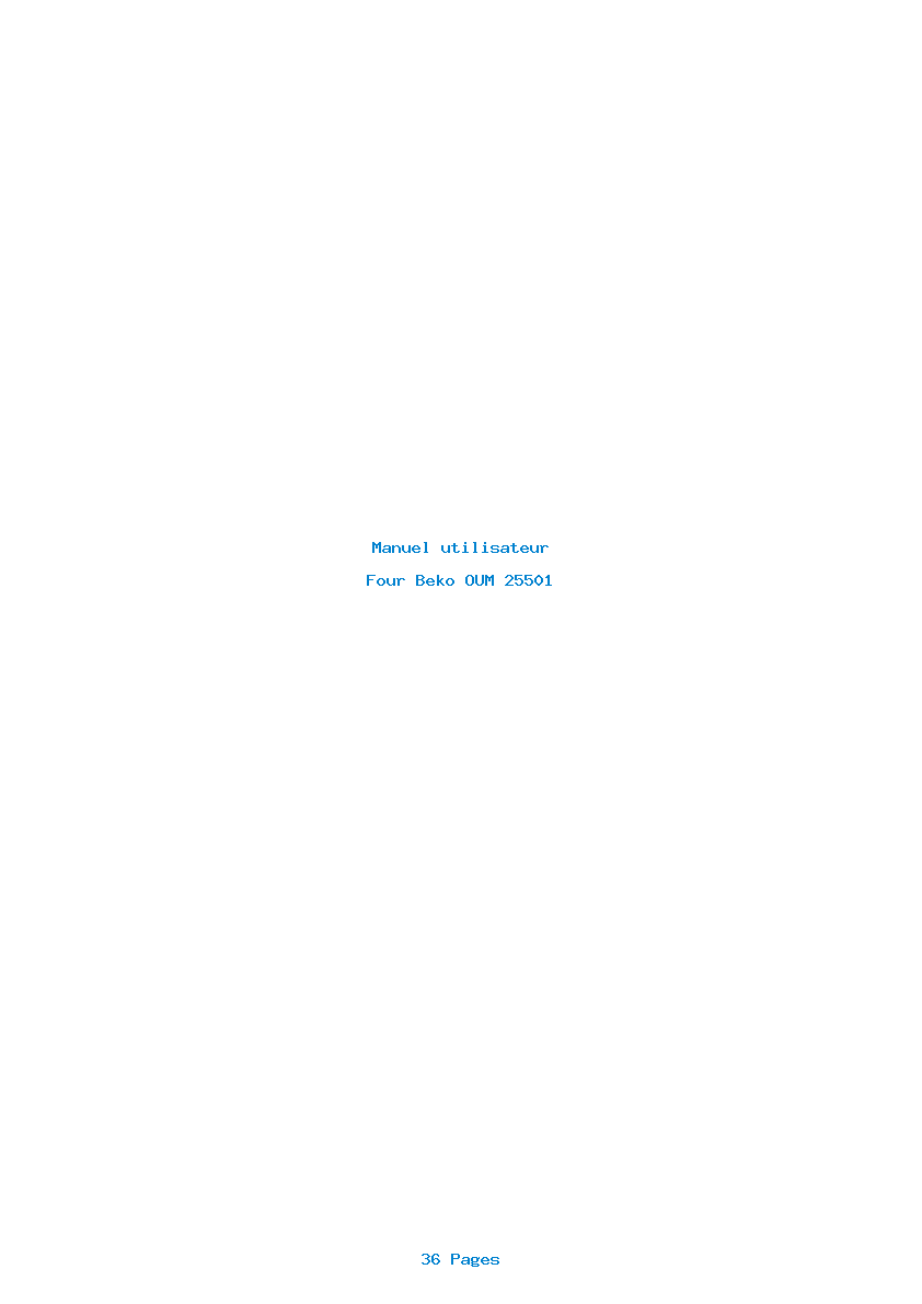 Page 1 de la notice Manuel utilisateur Beko OUM 25501