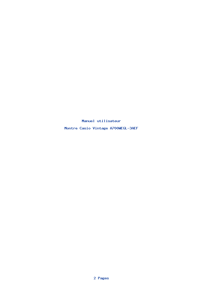 Page 1 de la notice Manuel utilisateur Casio Vintage A700WEGL-3AEF