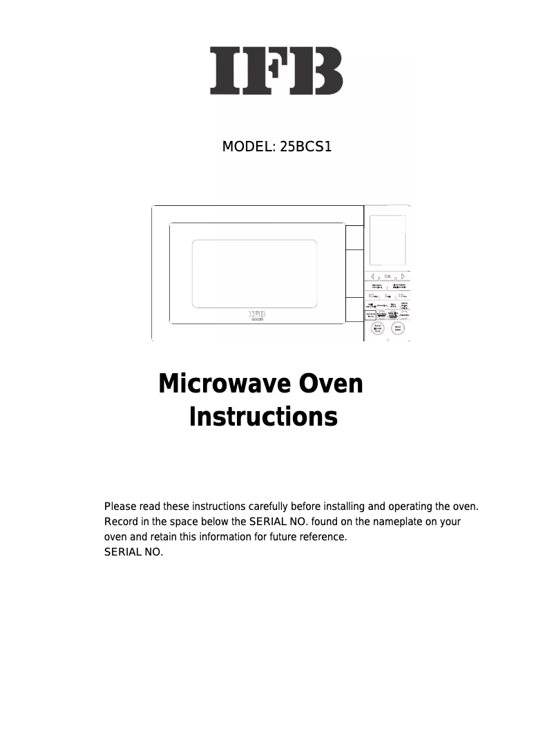 Page 1 de la notice Manuel utilisateur IFB 25BCS1