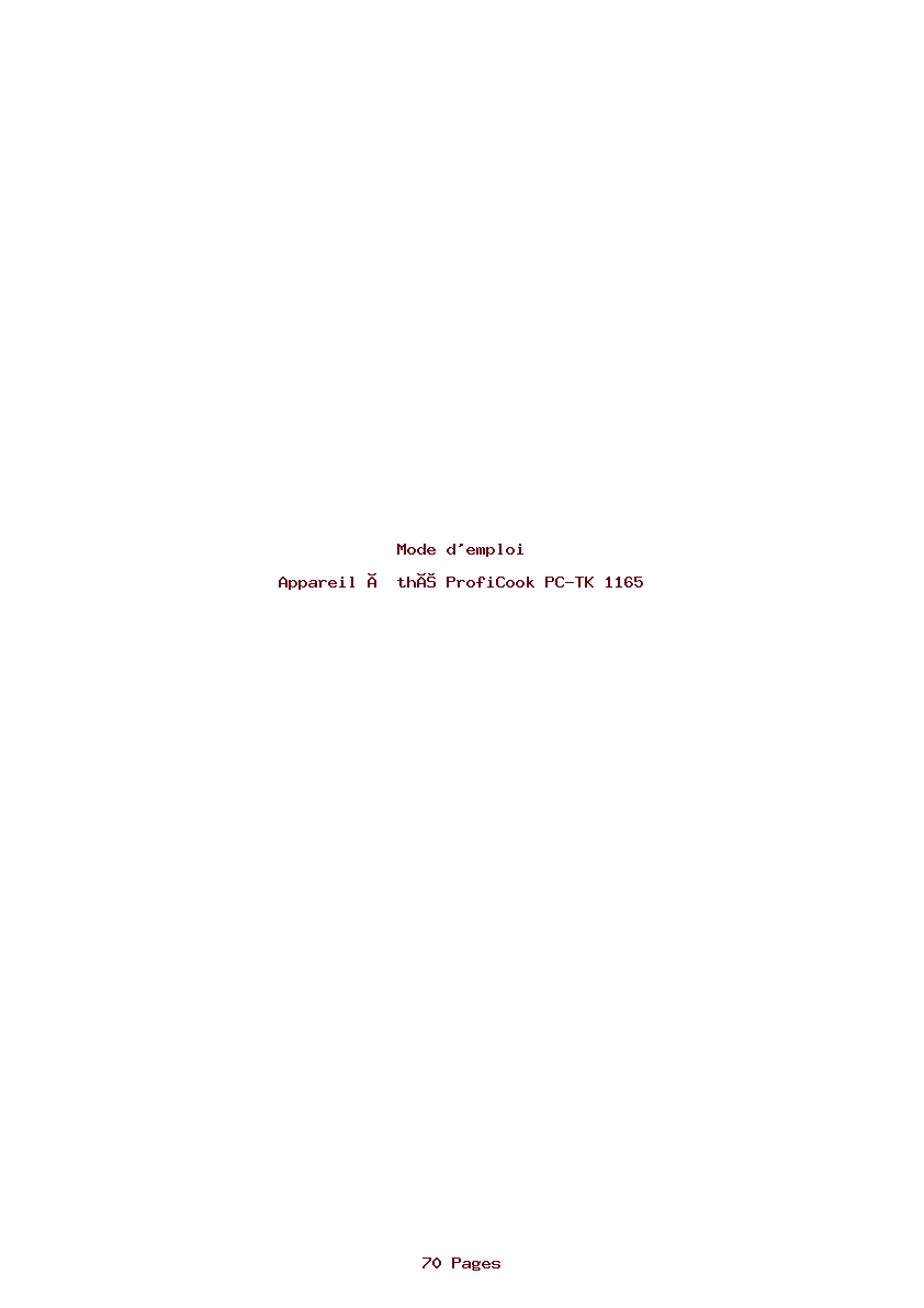 Page 1 de la notice Mode d'emploi ProfiCook PC-TK 1165