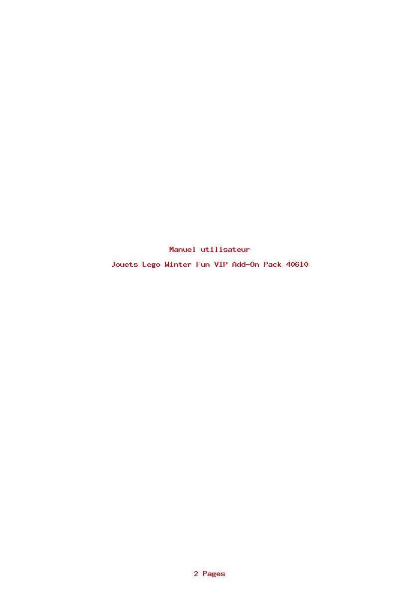 Page 1 de la notice Manuel utilisateur Lego Winter Fun VIP Add-On Pack 40610