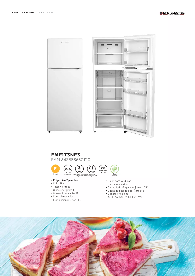 Page 1 de la notice Fiche technique EAS Electric EMF173NF3