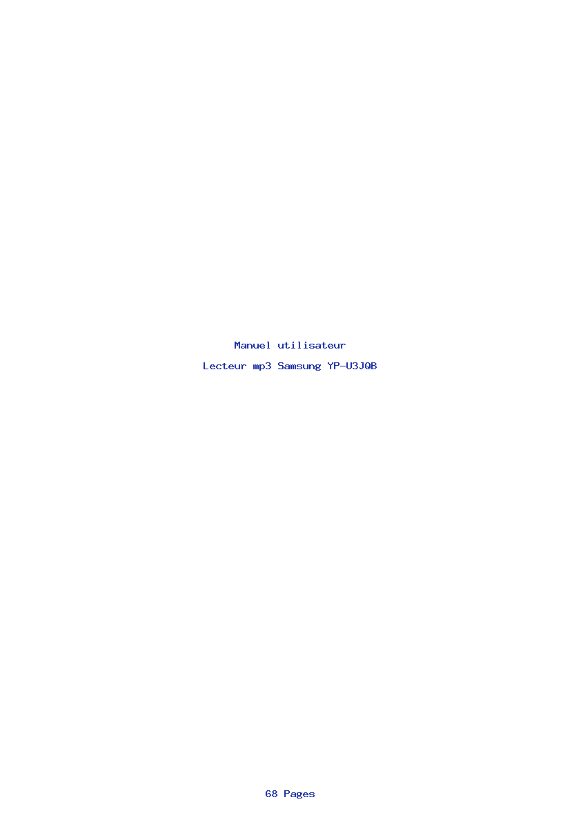 Page 1 de la notice Manuel utilisateur Samsung YP-U3JQB