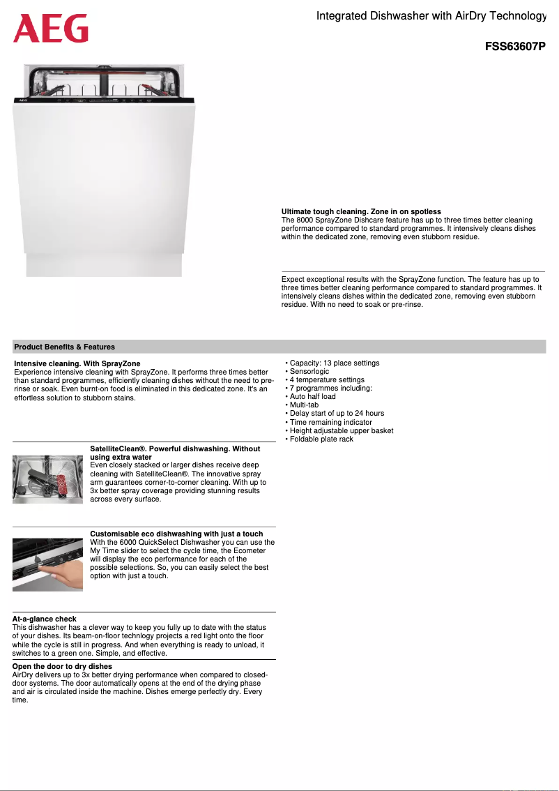 Page 1 de la notice Fiche technique AEG FSS63607P
