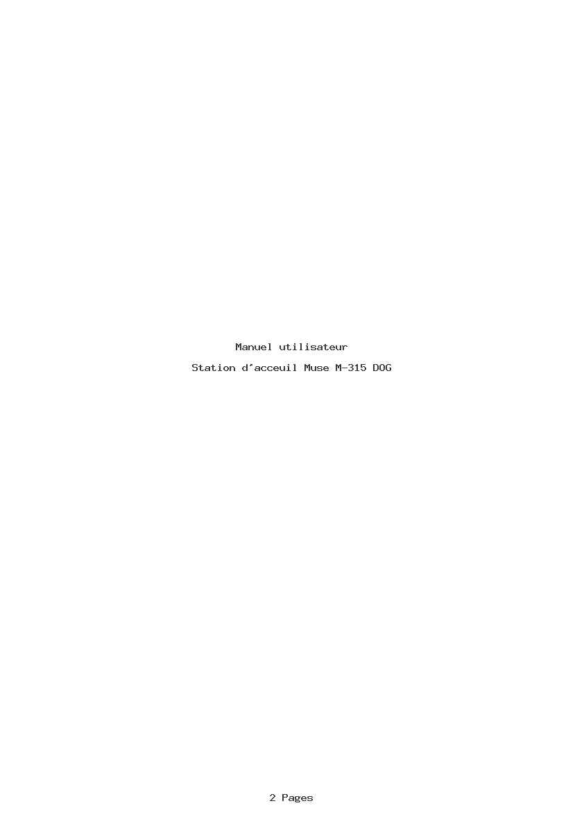Page 1 de la notice Manuel utilisateur Muse M-315 DOG