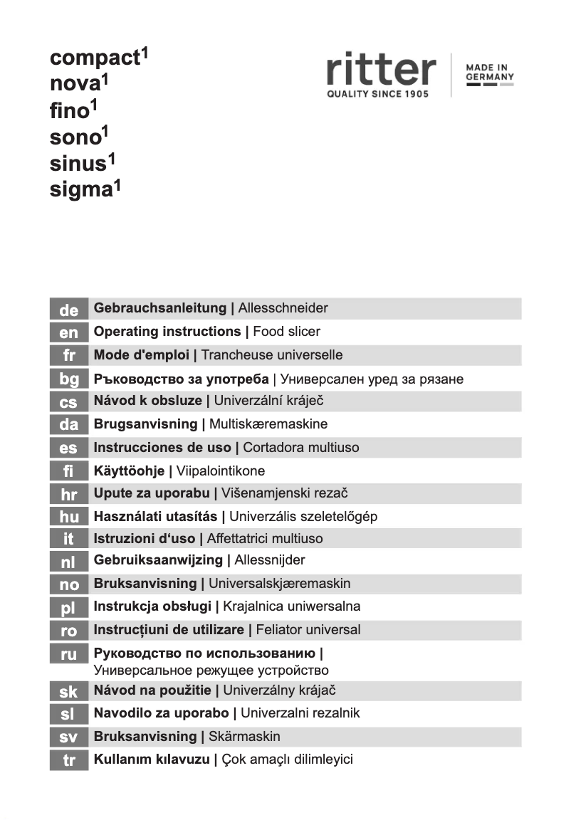 Page 1 of the manual User Manual Ritter Compact 1