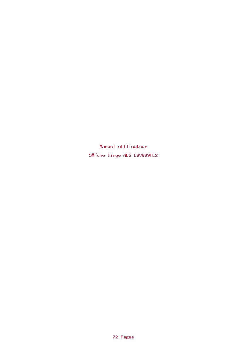 Page 1 de la notice Manuel utilisateur AEG L88689FL2