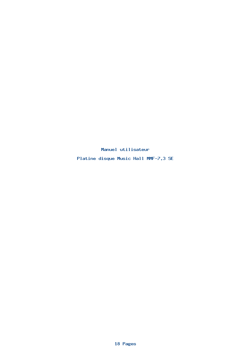 Page 1 de la notice Manuel utilisateur Music Hall MMF-7.3 SE