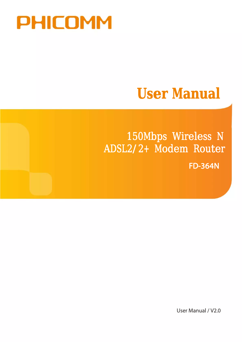 Page 1 de la notice Manuel utilisateur Phicomm FD-364N