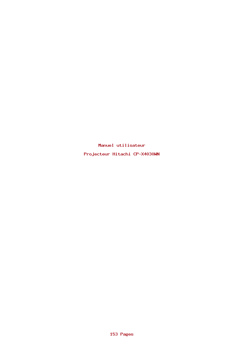Page 1 de la notice Manuel utilisateur Hitachi CP-X4030WN
