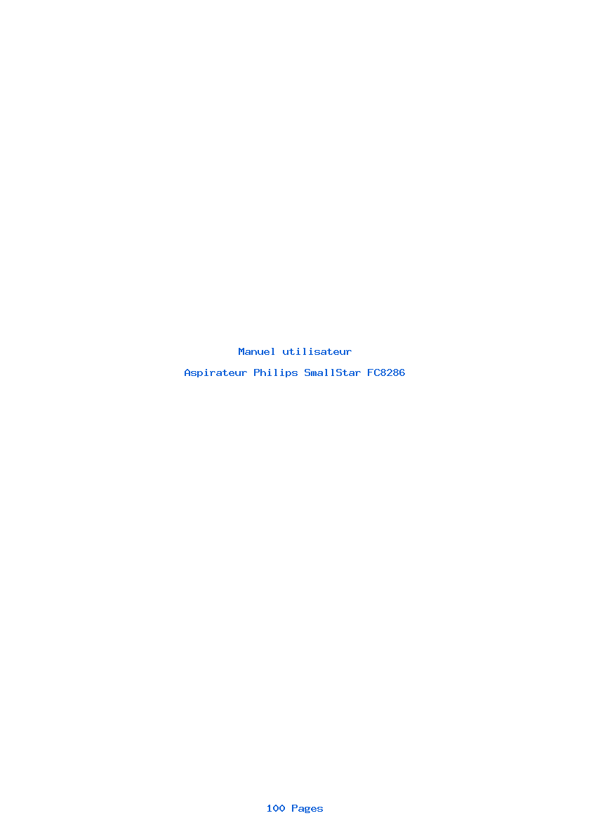 Page 1 de la notice Manuel utilisateur Philips SmallStar FC8286
