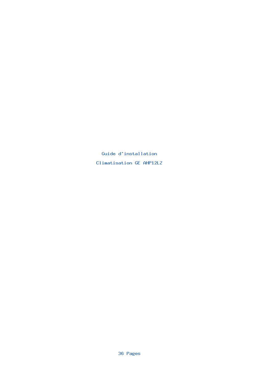 Page 1 de la notice Guide d'installation GE AHP12LZ