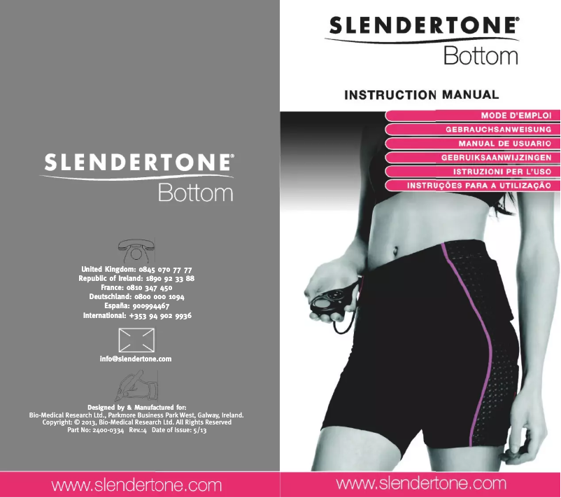 Page 1 of the manual User Manual Slendertone Bottom
