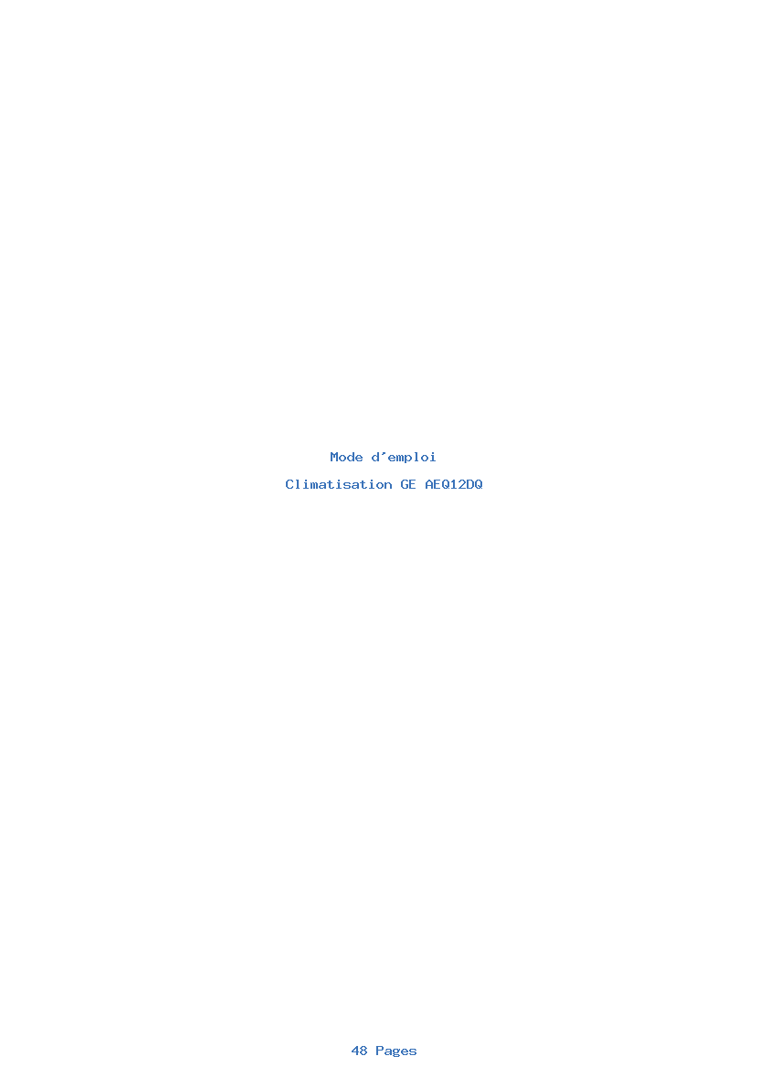 Page 1 de la notice Mode d'emploi GE AEQ12DQ