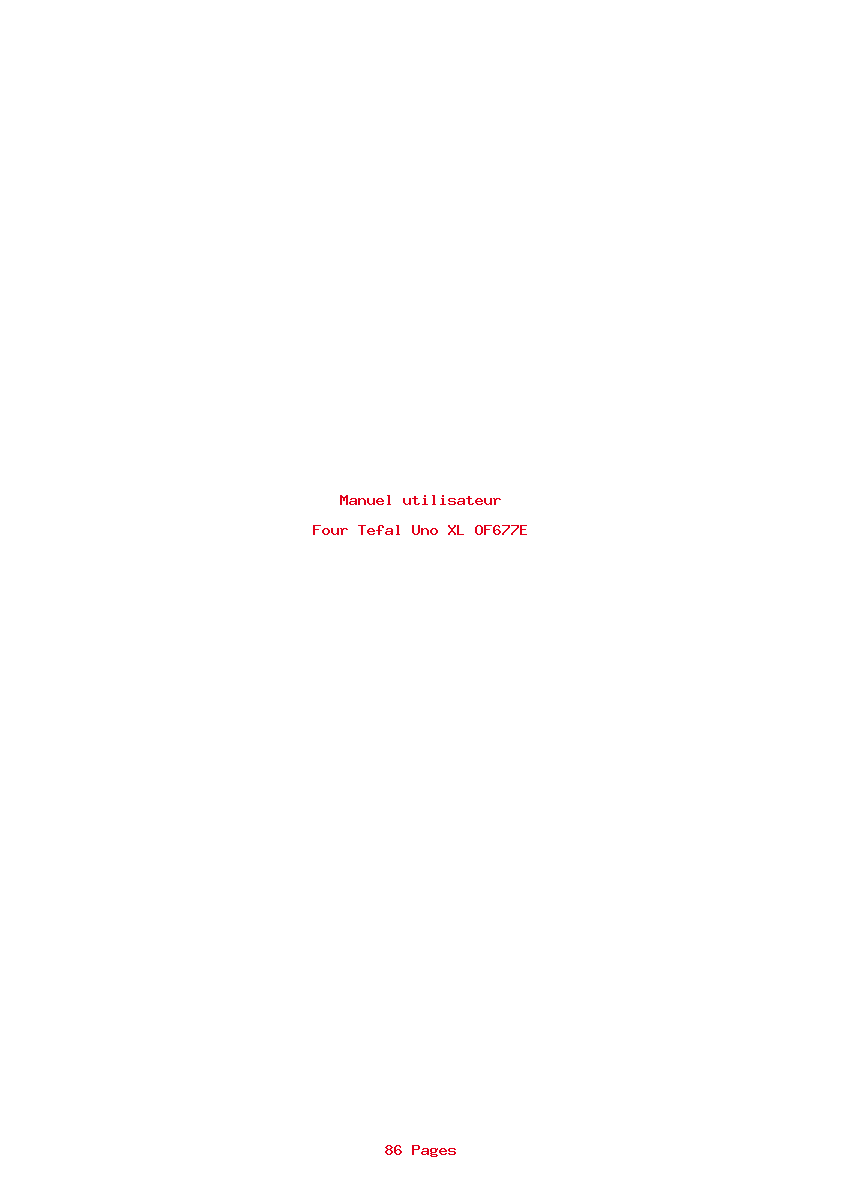 Page 1 de la notice Manuel utilisateur Tefal Uno XL OF677E