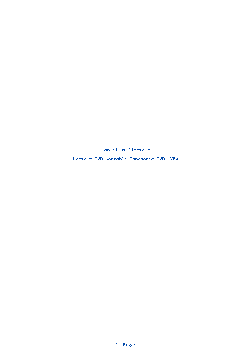 Page 1 de la notice Manuel utilisateur Panasonic DVD-LV50