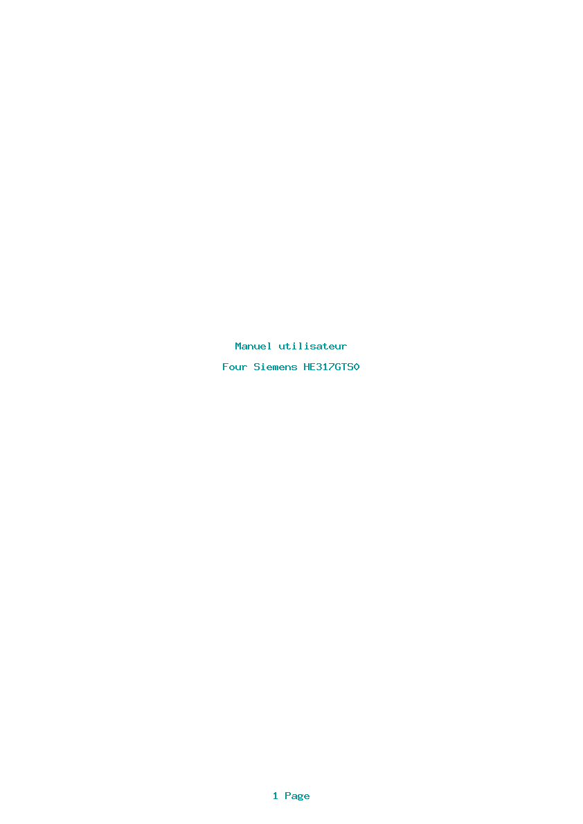 Page 1 de la notice Manuel utilisateur Siemens HE317GTS0