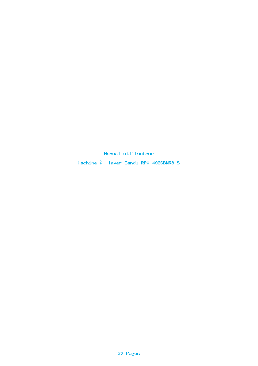 Page 1 de la notice Manuel utilisateur Candy RPW 4966BWR8-S