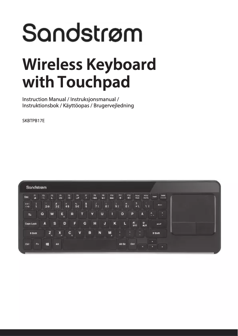 Page 1 de la notice Manuel utilisateur Sandstrøm SKBTPB17E