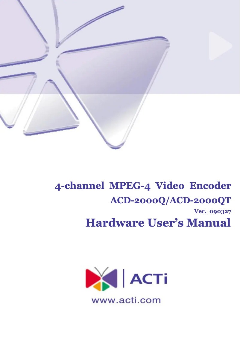 Page 1 de la notice Manuel utilisateur ACTi ACD-2000Q