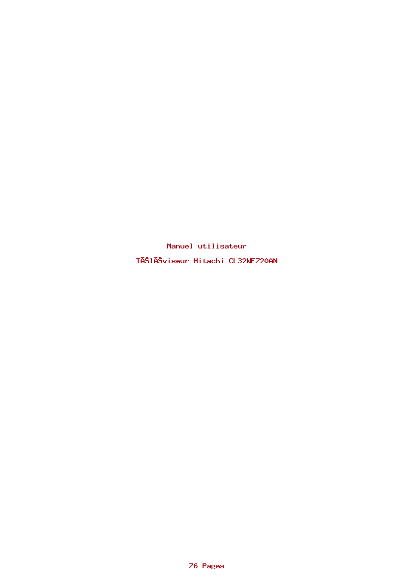 Page 1 de la notice Manuel utilisateur Hitachi CL32WF720AN
