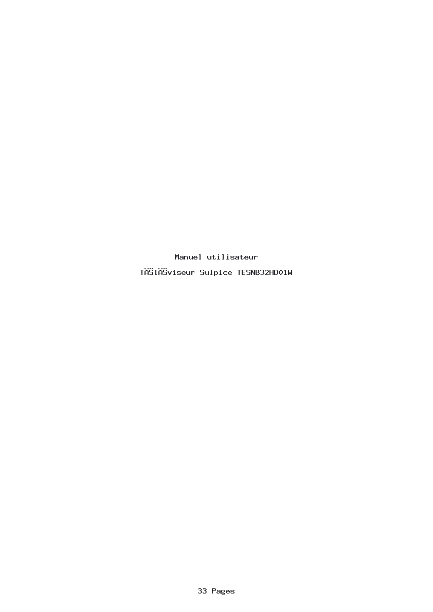 Page 1 de la notice Manuel utilisateur Sulpice TESNB32HD01W