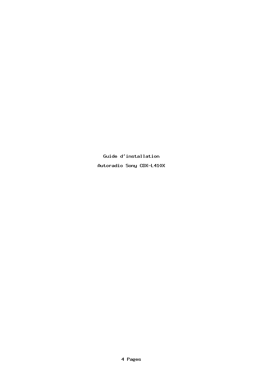 Page 1 de la notice Guide d'installation Sony CDX-L410X